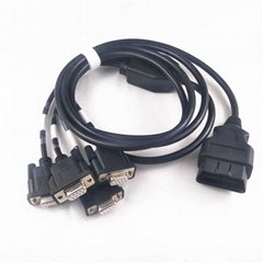 OBD2 public to 4 DB9PIN female interface RS23