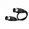 Black DIN8P male to male signal connection cable, microphone cable