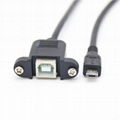 黑色全銅 USB 打印機電纜，方口打印電纜從頭到 Micro USB 帶耳 5
