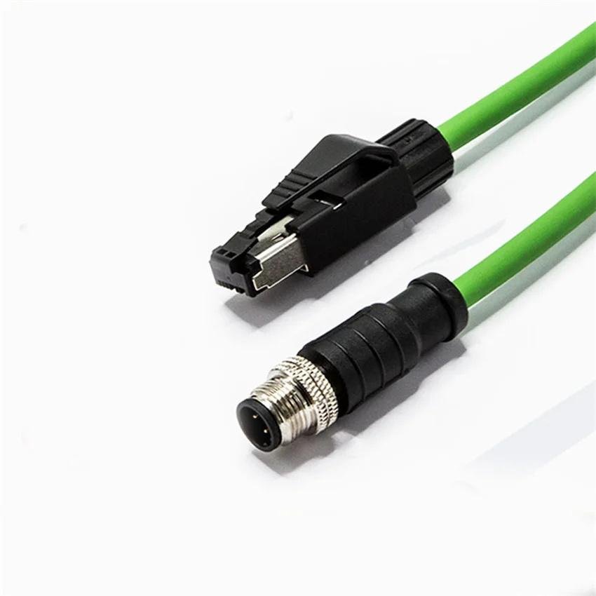 M12至RJ45以太网电缆，4芯8芯ADX编码传感器电缆 5