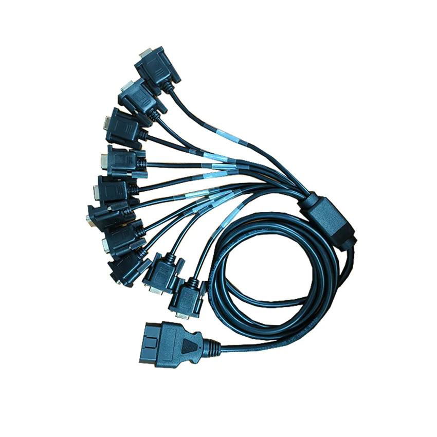 汽车 OBD2 公头转 10 DB9PIN 串行 RS232OBD 网关连接器电缆工具