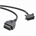 OBD2 OBD II全16針公Y形開口分路器連接器J1962公16針對2母粗線電纜 4