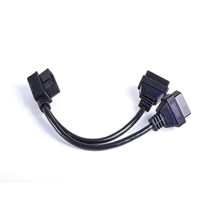 90 DEGREE ELBOW OBD 12V MALE TO 2 FEMALE OBD2 OBDII SPLITTER Y-SHAPED CABLE