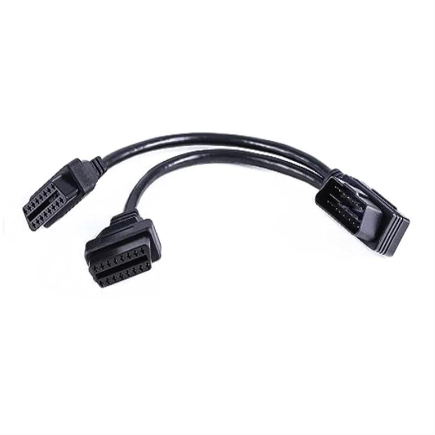 90 DEGREE ELBOW OBD 12V MALE TO 2 FEMALE OBD2 OBDII SPLITTER Y-SHAPED CABLE 2