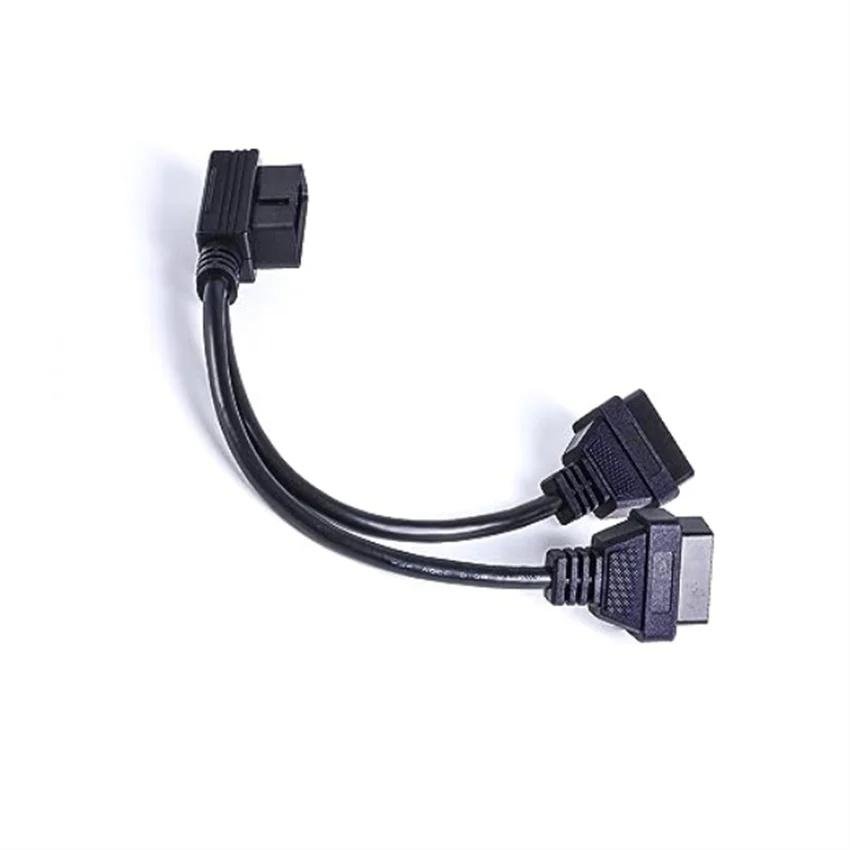 90 DEGREE ELBOW OBD 12V MALE TO 2 FEMALE OBD2 OBDII SPLITTER Y-SHAPED CABLE 4