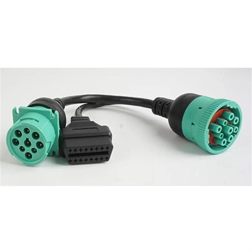 J1939綠色2型公頭到J1939綠色1型母頭和OBD2 16針母頭分路器電纜 4