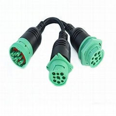 J1939 2 型分路器 Y 型电缆 1 公转 2 母 9 针连接器 0.3m 重卡检测线