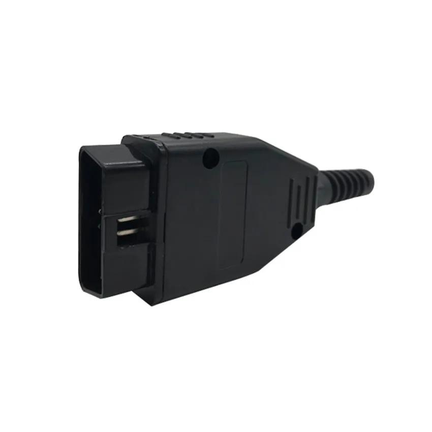 汽車OBD2藍牙OBD接口插頭16針連接器公組件180度直頭大蓋外殼 2