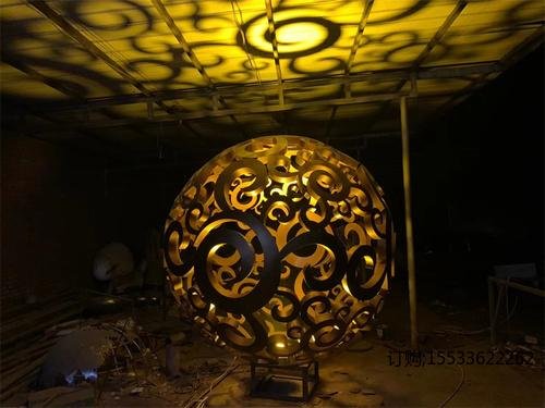 不锈钢镂空球圆球雕塑铁艺圆形发光球装饰售楼部公园广场景观摆件 4