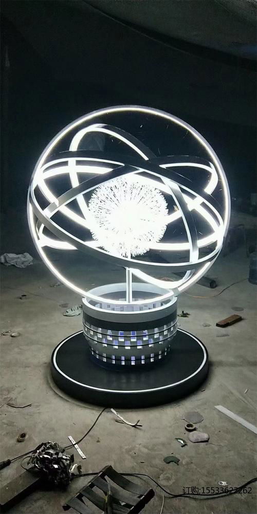 不锈钢镂空球雕塑创意金属圆球户外售楼处大型发光球水池景观摆件 2