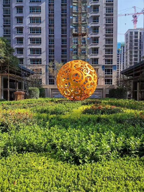 不锈钢镂空球雕塑创意金属圆球户外售楼处大型发光球水池景观摆件 4