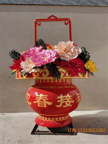 城市创意景观不锈钢花篮雕塑摆件