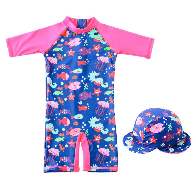 Hot Sell Children Shorty Swimming Suit Kids Front Zip Swimwear Beachwear 3