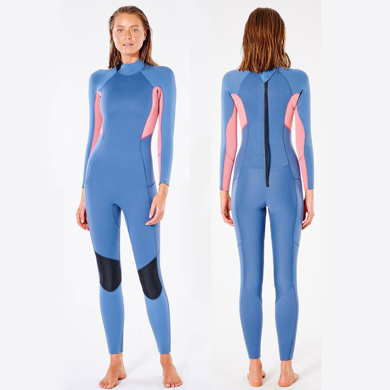 Women 3/2mm Neoprene Back Zipper Wetsuit Limestone Neoprene Diving Surfing Full 