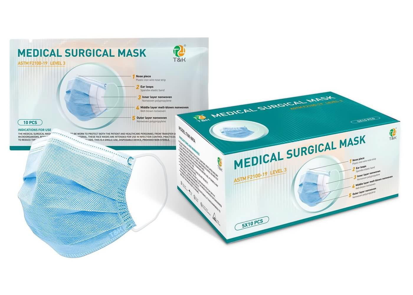 3 Ply ASTM F2100-L3 Medical Surgical Mask