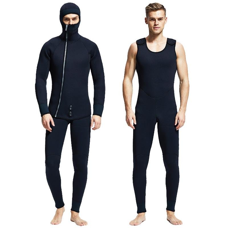 5mm hooded wetsuit with vertical zipper
