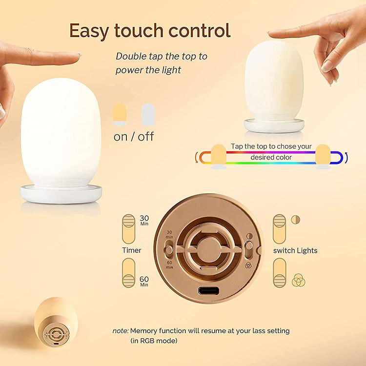Silicone Touch control 7 color baby child gift LED mini night light  5