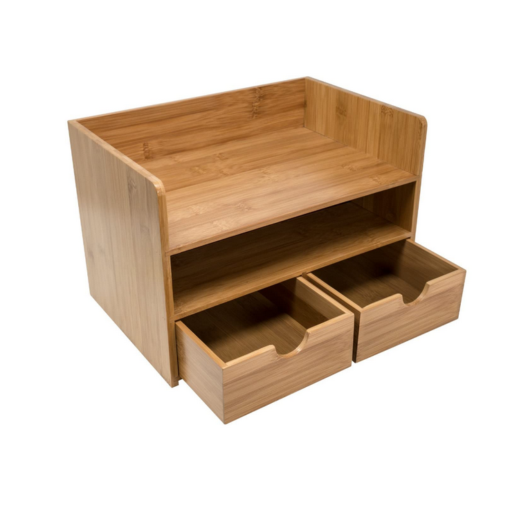 高品质竹木独立简单多用途 3 层抽屉储物盒 4