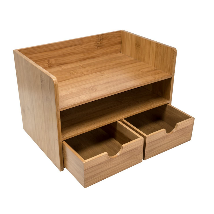 高品质竹木独立简单多用途 3 层抽屉储物盒 5