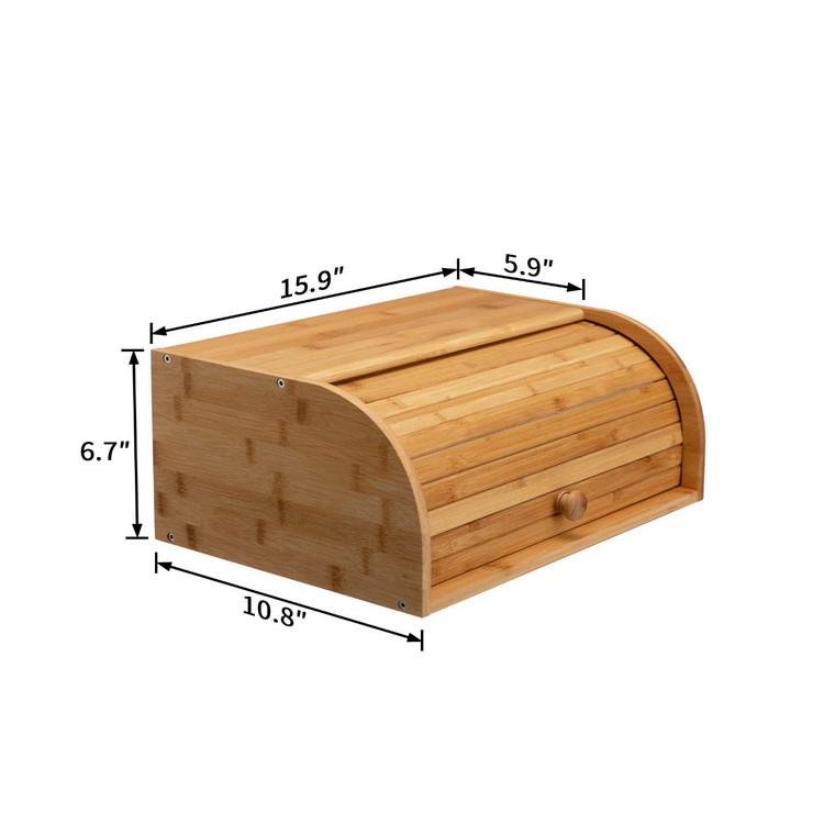 创意设计厨房食物保管箱面包箱台面竹储物架 3