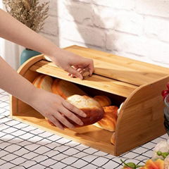 创意设计厨房食物保管箱面包箱台面竹储物架