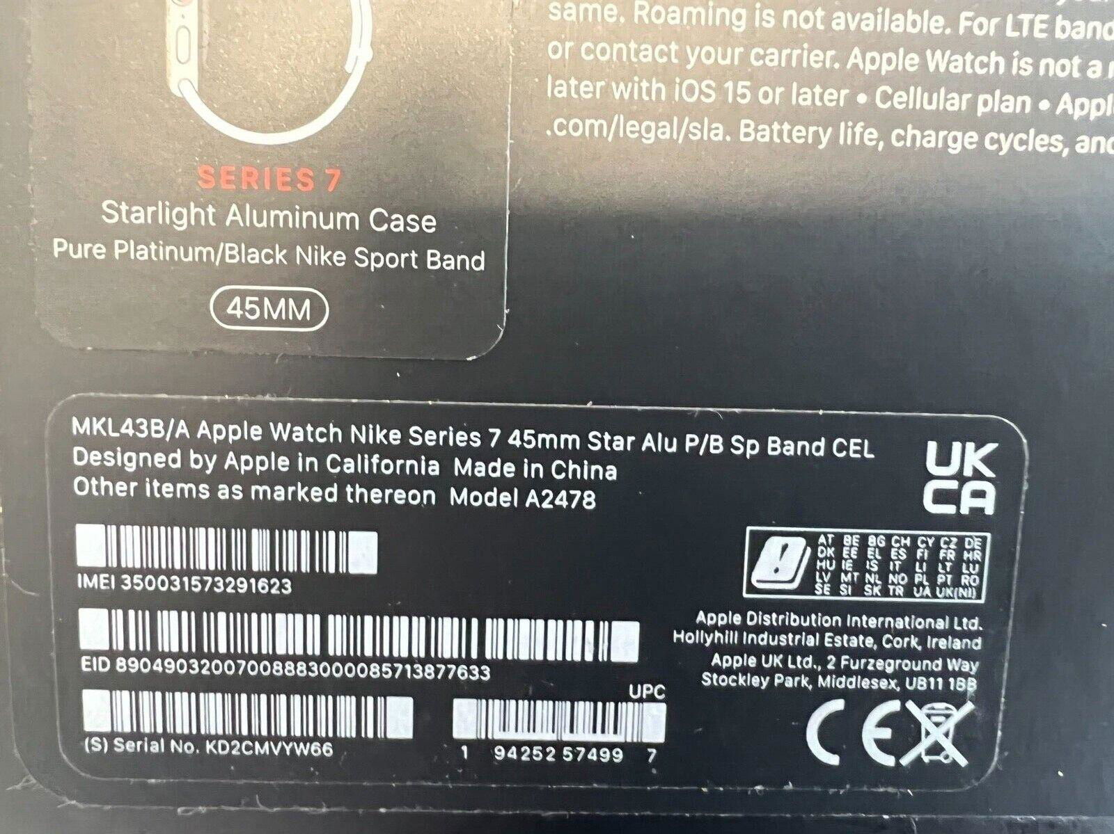 BRAND NEW Apple watch series 7 45mm Cellular Starlight pure platinum black      4
