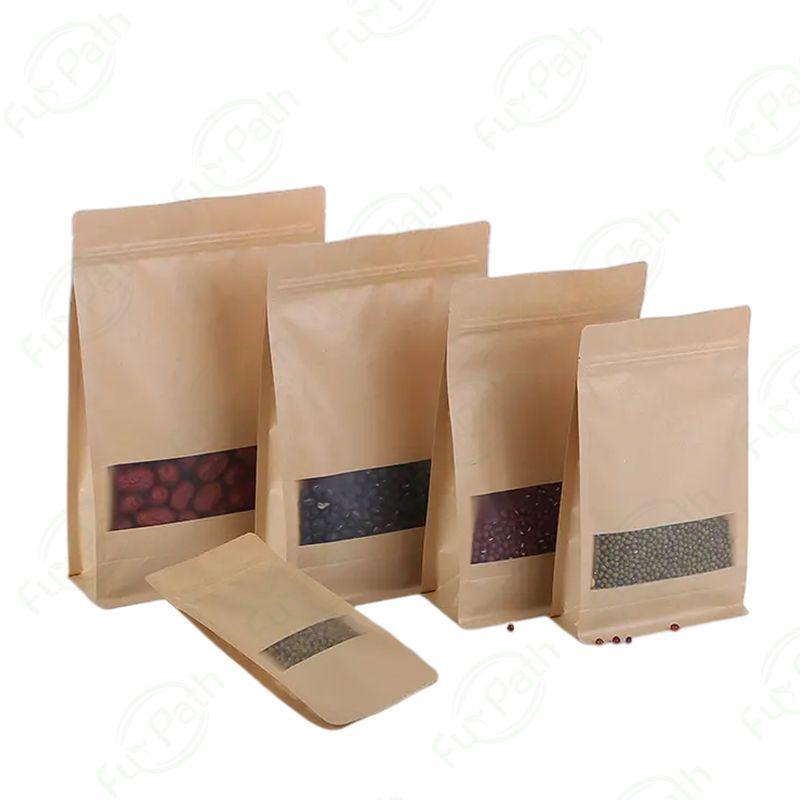 Flat Bottom Kraft Paper Bag with Window