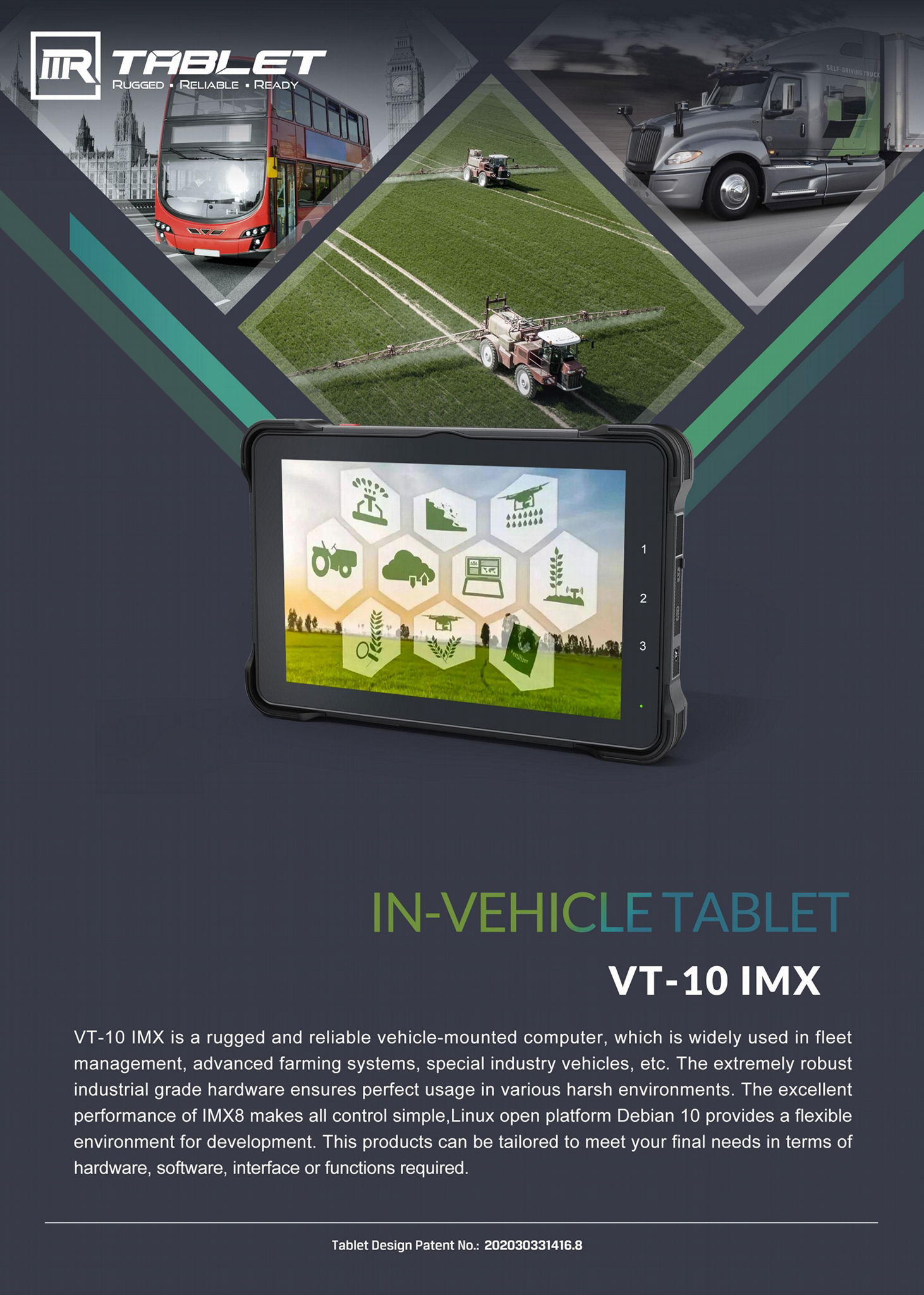 VT-10 IMX r   ed tablet Linux Debian10 with 1000cd/m² higher brightness  2