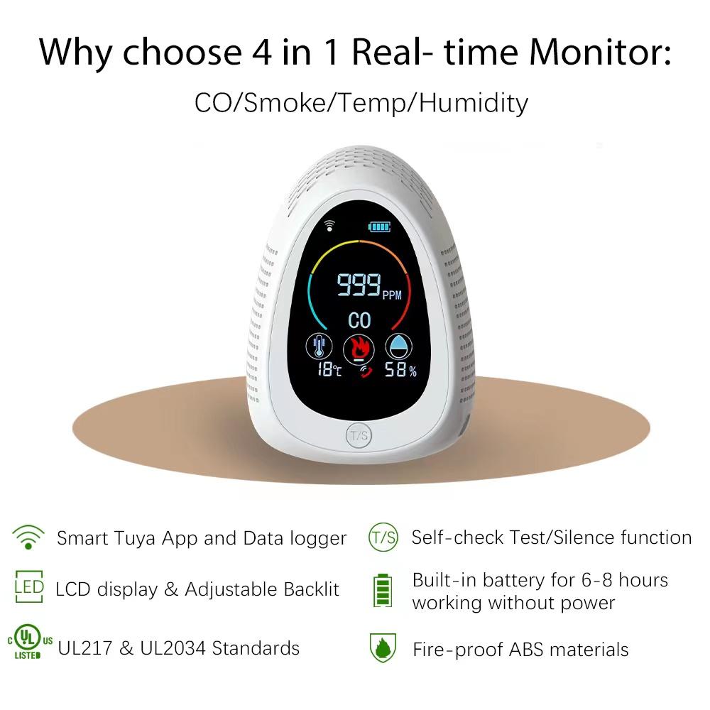 Manufacturer Smoke alarm detector WiFi APP controller  CO gas analyzer 5