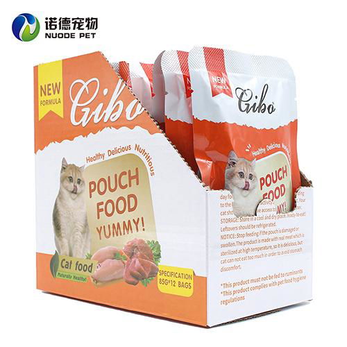 Factory OEM Meat Paste Shreds Gravy Stand up Pouch Food for Cat