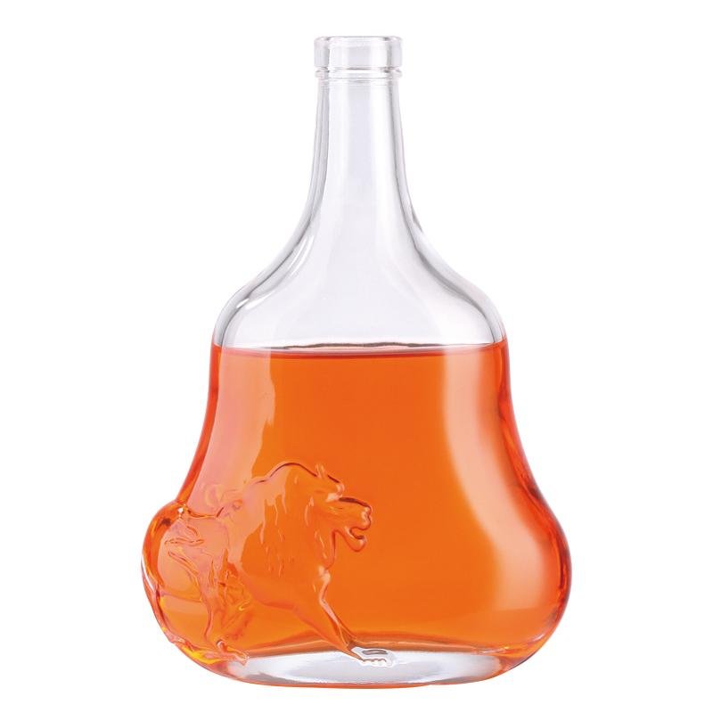 Wholesale 700ml Glass XO/Brandy Bottle with Cap    Customized Glass bottle      