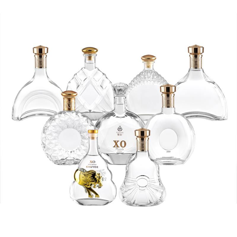 Wholesale 700ml Glass XO/Brandy Bottle with Cap    Customized Glass bottle       2