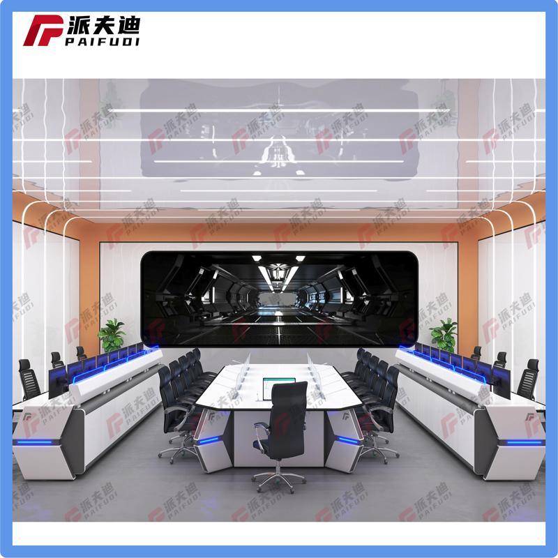 指揮中心安防設備調度室中控室操作台機櫃消防電網發光弧形監控台 4