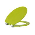 Chartreuse Color MDF Toilet Seat with Chrome Plated Zinc Alloy Soft Close Hinges