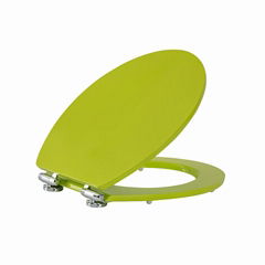 Chartreuse Color MDF Toilet Seat with Chrome Plated Zinc Alloy Soft Close Hinges