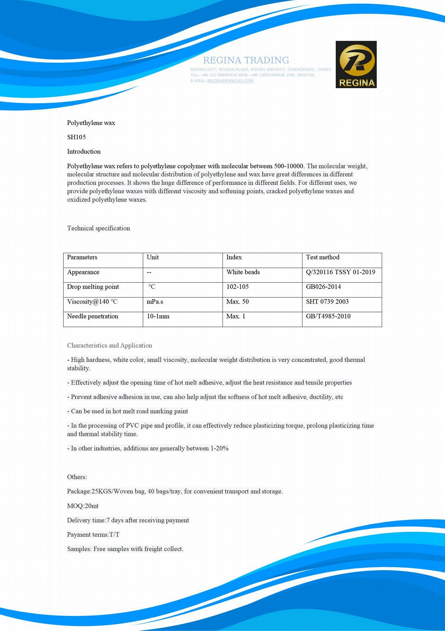 Polyester wax SH505 (China Trading Company) Lubricant Chemicals