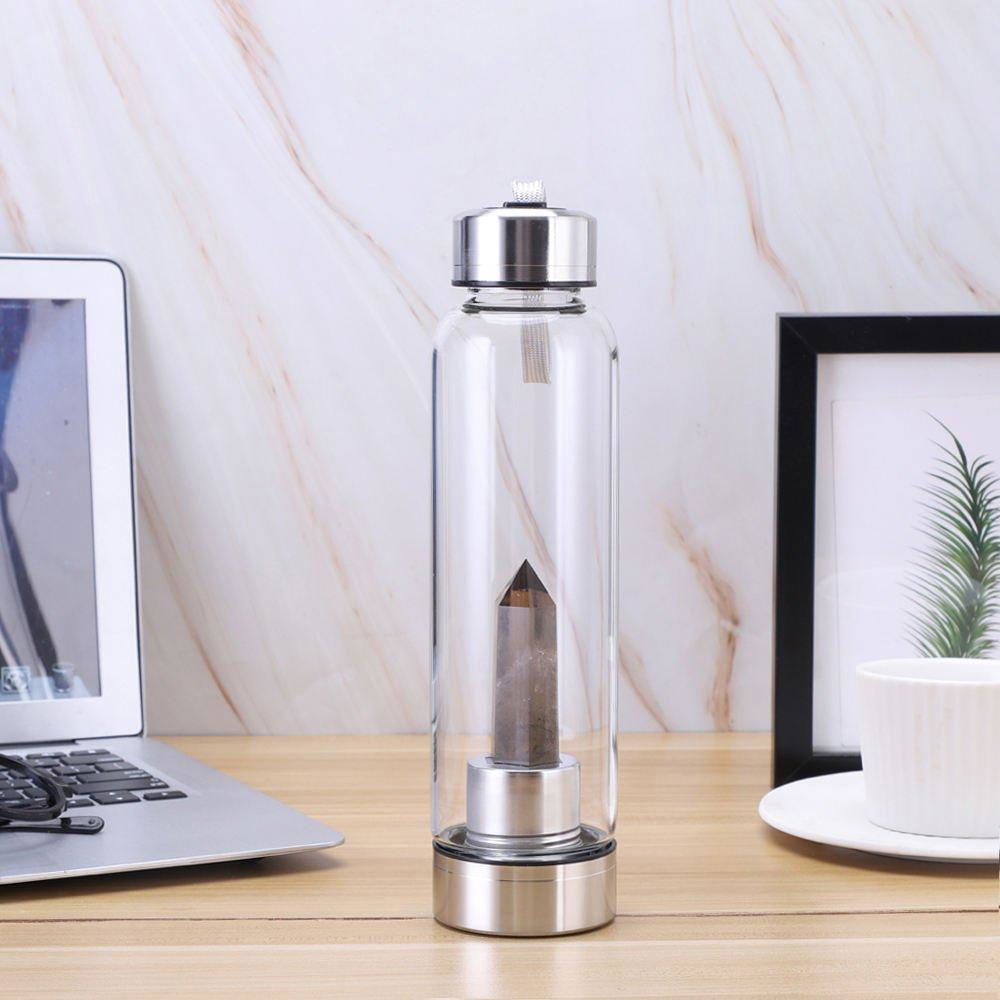 Eco-Friendly Crystal Infused Glass Water Bottle With Lid