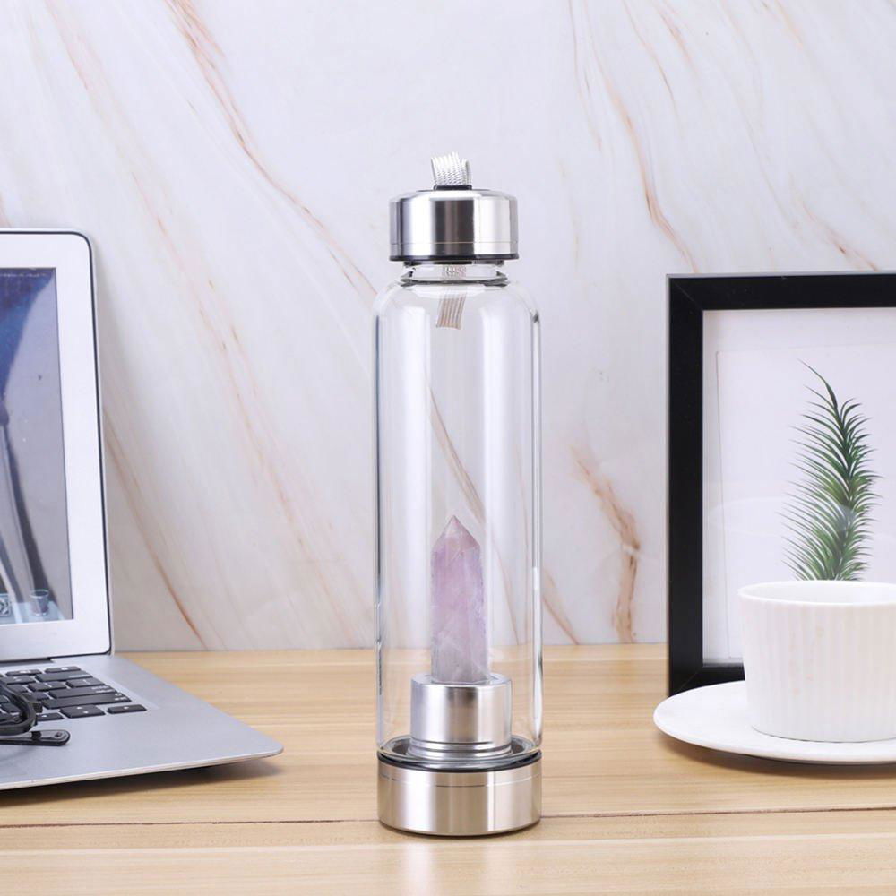 Eco-Friendly Crystal Infused Glass Water Bottle With Lid 3