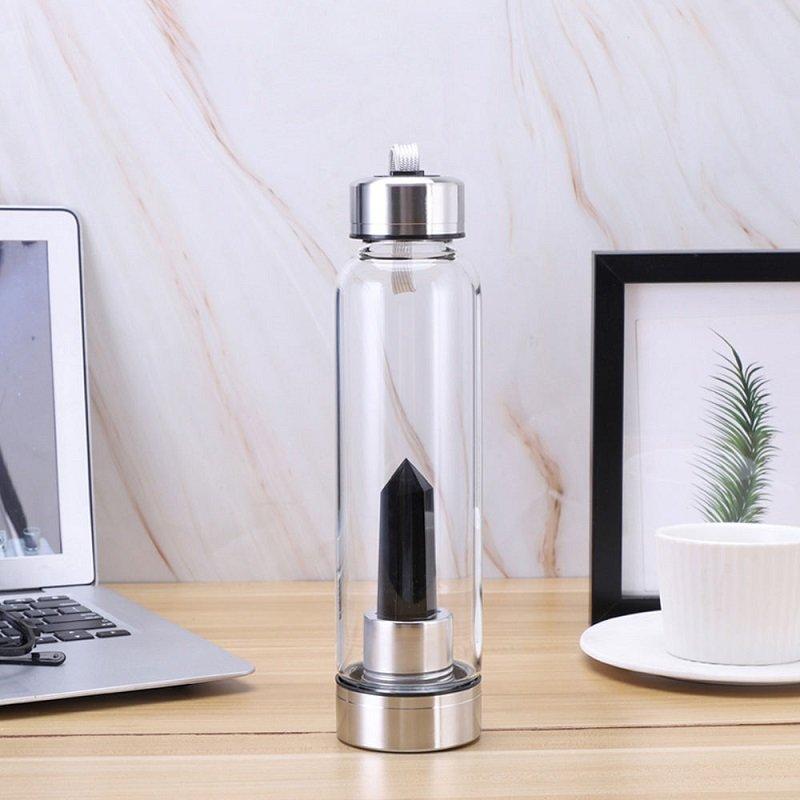 Eco-Friendly Crystal Infused Glass Water Bottle With Lid 4