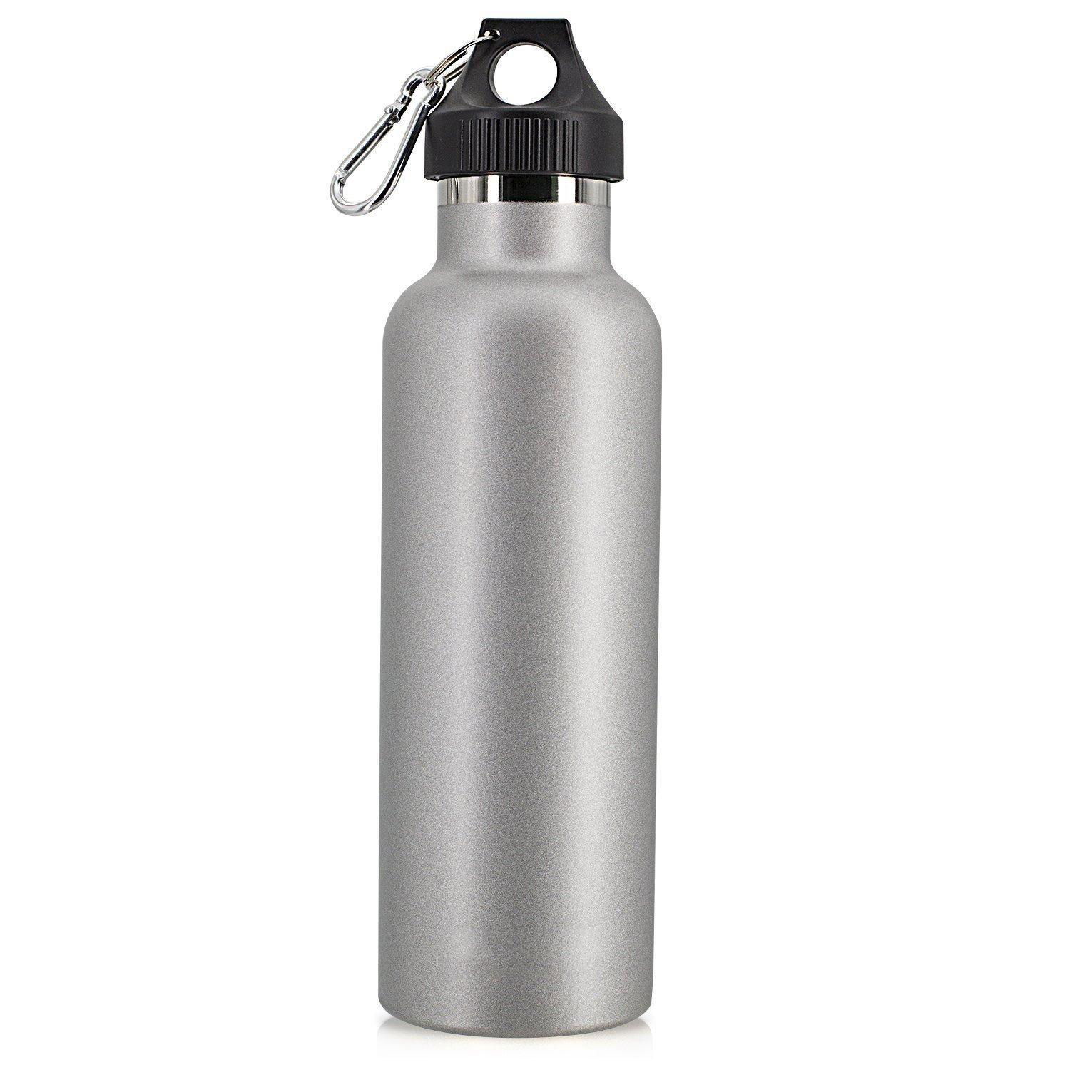 Insulated Outdoor Sports Water Bottles With Handle Carabiner Lid 2