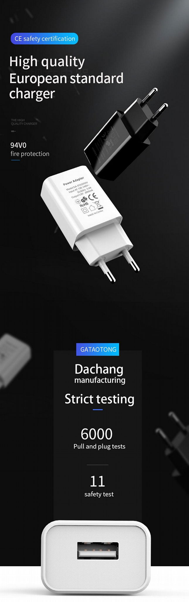 Sell 5V 2A European standard USB charger Model GA-0502000