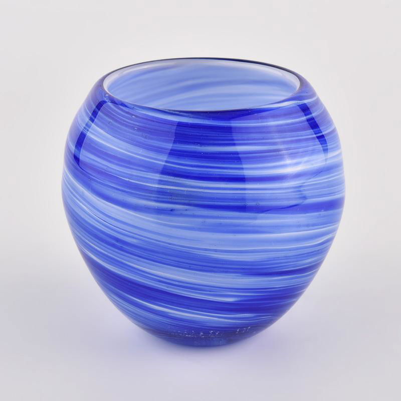 Sunny glassware luxury blue and white 10oz glass candle holder for supplier 3