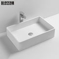 White Solid Surface Artificial Stone Acrylic Resin Square Design Hand Wash Basin 1