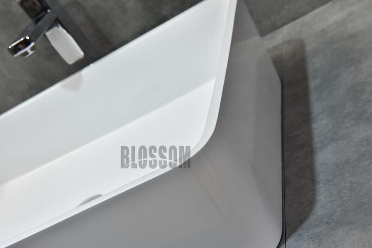 White Solid Surface Artificial Stone Acrylic Resin Square Design Hand Wash Basin 2