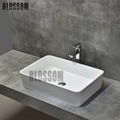 White Solid Surface Artificial Stone Acrylic Resin Square Design Hand Wash Basin 3