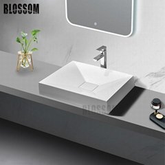 Cabinets Countertop Polymarble Artificial Stone Resin Bathroom Sink 