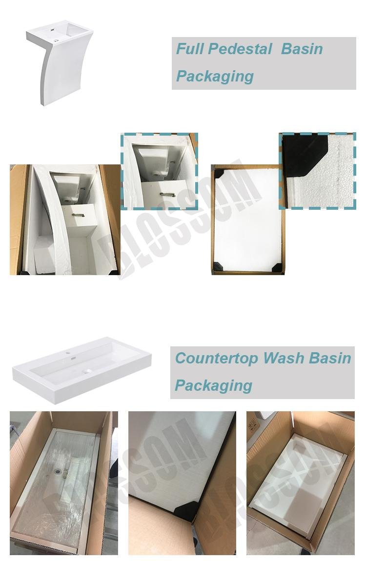 Cabinets Countertop Polymarble Artificial Stone Resin Bathroom Sink  2