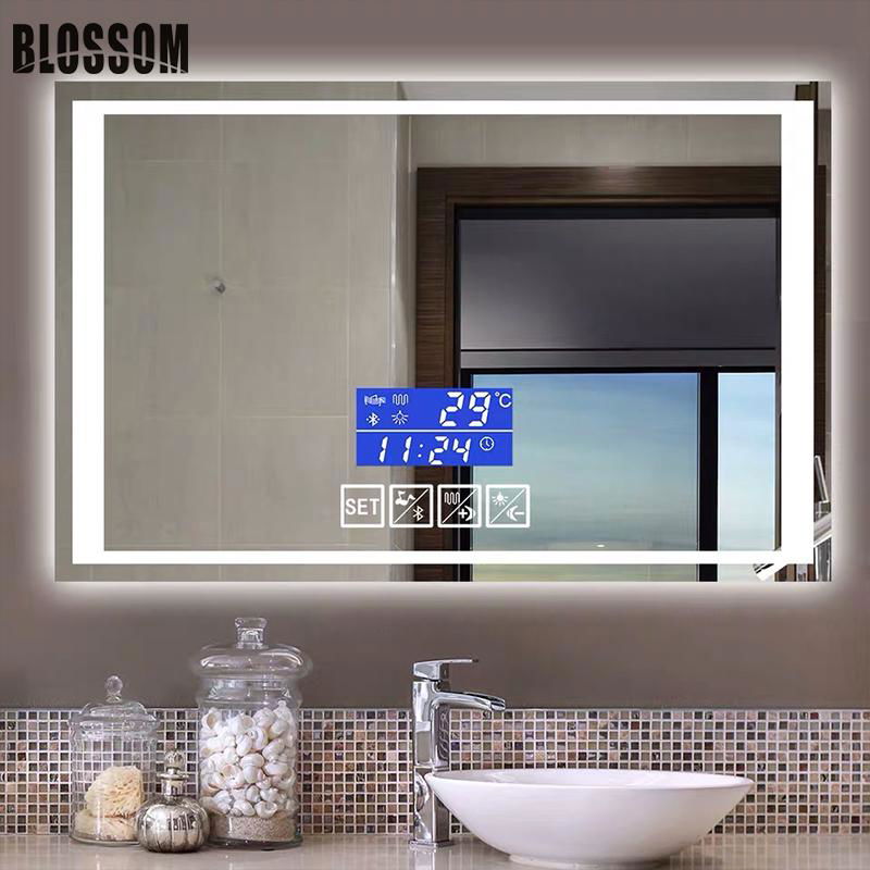 Bathroom Vanity Furniture Wall Hung Makeup LED Smart Mirror With Decorative Ligh 2