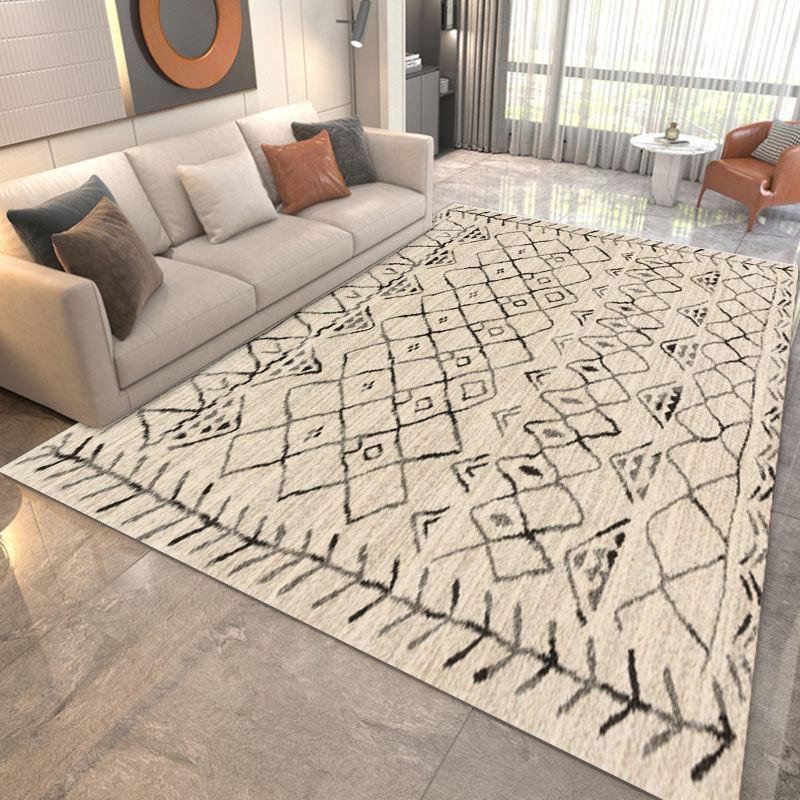 Imitation cashmere tea table carpet quiet bedroom ins wind Brown design carpet