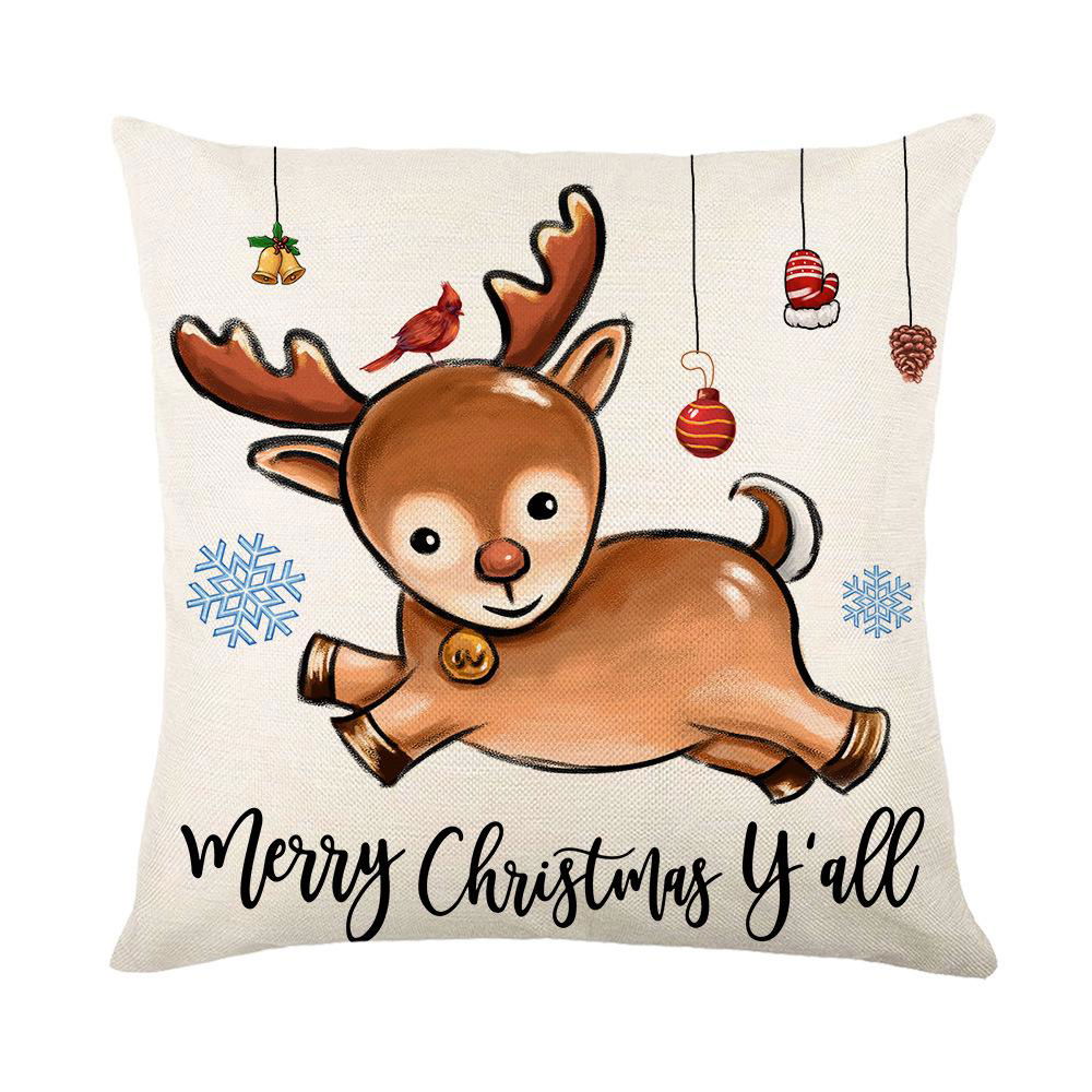 Linen hand painted Amazon home Santa elk pillow 5